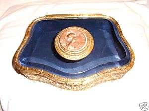 Gold ormolu bronze crystal jewelry box France  