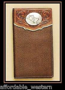 Brown Leather ~Rodeo WALLET~ Bullrider Concho Checkbook  