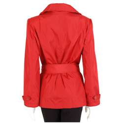 Black Rivet Womens Short Belted Rain Jacket  