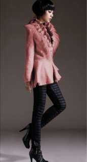 Gorgeous Pattern Pure Color Fur Embellished Coat Pink Outerwear Hot 