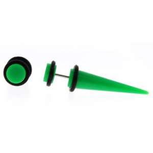   Neon Green Fake Taper   16g Ear Wire   8mm Fake Part   Sold as a Pair