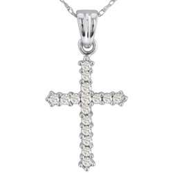   Gold 1/4ct TDW Diamond Cross Necklace (J K, I2 I3)  