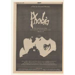  1980 Phobia Movie Promo Trade Print Ad (Movie Memorabilia 