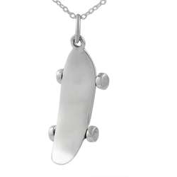 Polished Sterling Silver Skateboard Necklace  