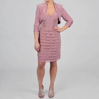 SL Fashions Womens Rose Bolero Jacket Tiered Dress Set   