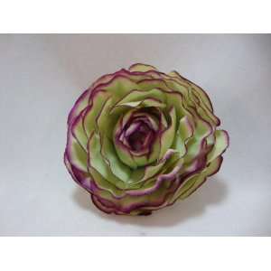  Green and Purple Ranunculus Hair Flower Clip and Pin 