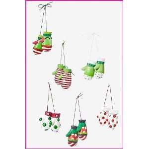  Cozy Christmas Mitten Ornaments Set of 6