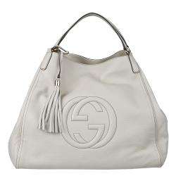 Gucci White Leather Medium Soho Hobo Bag  