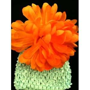 Tanday Orange Crochet Elastic Baby Girls & Toddler Flower Beanie & Hat 