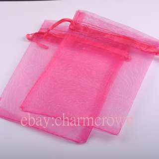 100pcs Hot Pink Voile Organza Gift Bag CC6962 Free Ship  