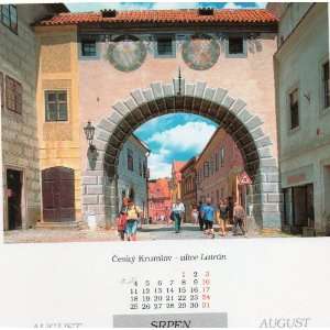 Czech (Cesky Krumlov) Calendar POST CARD Ulice Latran, August SRPEN 