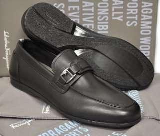 New Ferragamo World Mens Shoes Tempo Loafer Black Made In Italy $345 