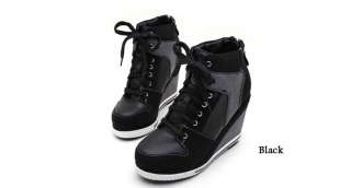   platform wedge booties high heels sneakers shoes lace up US 7~8  