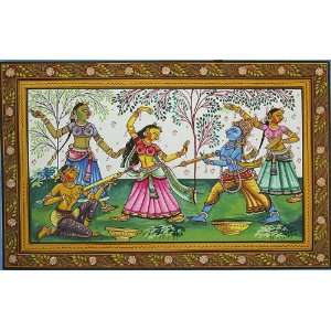  Radha Krishna Playing Holi in Vrindavan   Watercolor on 