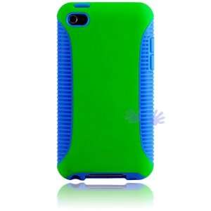  iPod Touch 4G Bi Layered Protector Case with Side Grip   Blue/Green 
