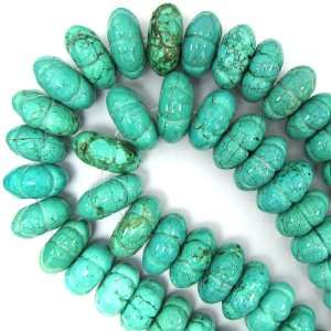 10 22mm blue turquoise carved pumpkin rondelle beads18  