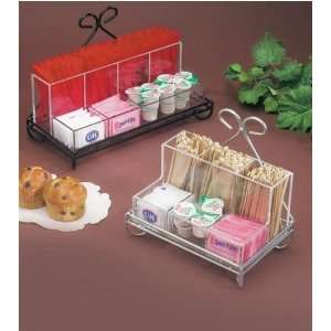  Large Silver Wire Coffee Condiment Organizer With Plastic 