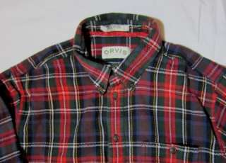 Orvis Crofters Cloth Heavy Cotton Woven Plaid Shirt Large  
