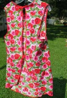 Vintage Apron Pink Red Roses Cottage Beach Chic  