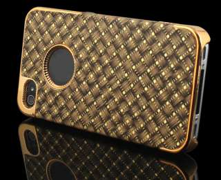   Bling Leather Hard Back Skin Case Cover For Apple iphone 4 4G 4S Brown