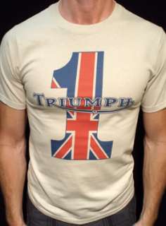Triumph Motorcycles t shirt vintage brit bike tan*  