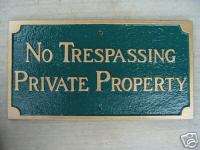 Cast Aluminum No Hunting or Trespassing Sign Plaque  
