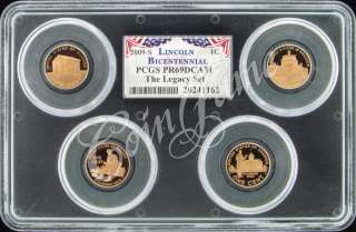 2009 S Lincoln 1c 4 coin PCGS PR69DCAM The Legacy Set  