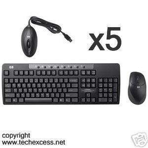 5PACK HP Black Optical Wireless Mouse+Keyboard DL988A  