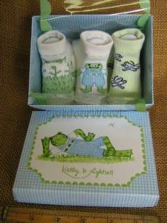 Kelly Rightsell Henry Blue Boy Frog Bamboo Sock Set NEW  