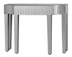 Modern Faceted Mirror Covered Silver Console Sofa Table  
