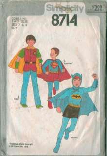   Simplicity Batman Superman Super Heroes Costume Sewing Pattern Childs