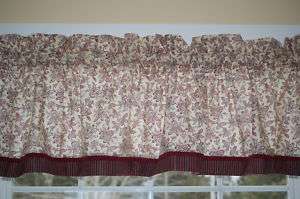   Floral Beige Toile Valance 17 x 81 Can Alter Curtain Window Treatment