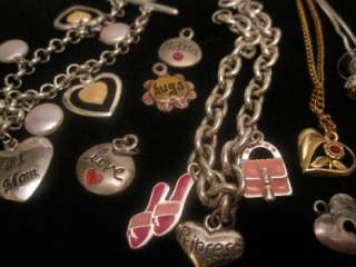Lot of over 10, vintage, sterling & costume, heart & love themed 
