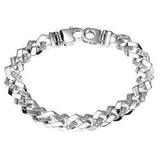 41ct Mens Diamond Curb Link Bracelet 14K White Gold  
