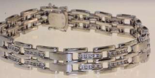 14k white gold mens diamond bracelet 8 1.10ct tw gents estate 