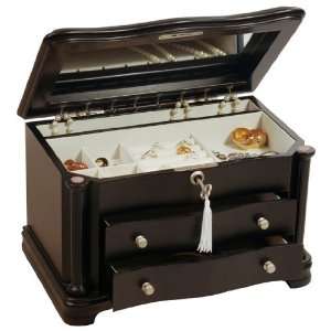   Wooden Jewelry Box Java Expresso Boxes Key Chest Wood
