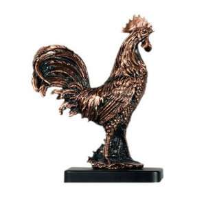  Crowing Rooster Copper Finish Statue, 11.5 inches H