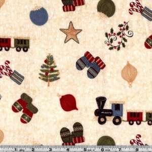  45 Wide Here Comes Santa Flannel Toys Natural Fabric By 