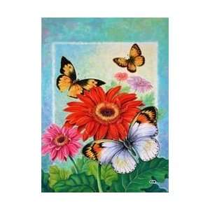  Gerber Daisy Butterfly Decorative Standard Flag Patio, Lawn & Garden