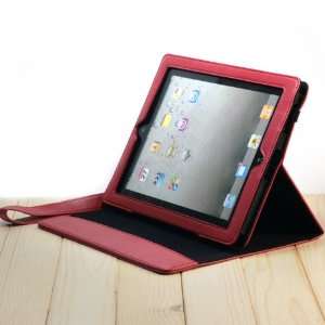  High Quality Leather Red Cover/Case With a Stand for iPad 