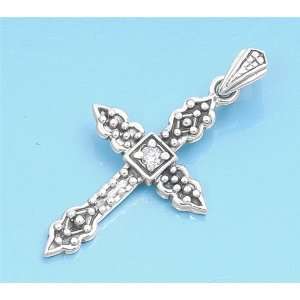  Sterling Silver Gothic Cross CZ Pendant Jewelry