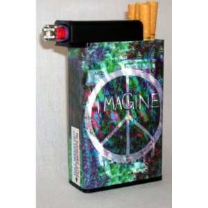  Cigarette Case Imagine Peace with Built on Lighter Holder 