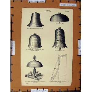  Antique Print C1800 1870 Bell Chinese Warner Hall Gong