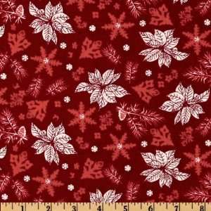  44 Wide Winter Song Poinsettias Red Fabric By The Yard 