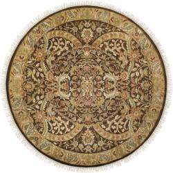 Hand knotted Finial Brown Wool Rug (8 Round)  