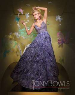 Tony Bowls 111551 Purple Chiffon Evening Gown Dress 0  