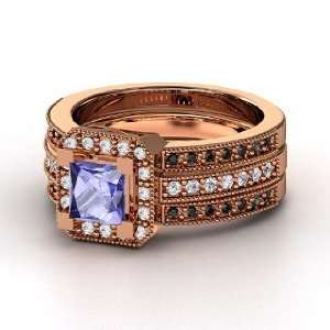 Va Voom Ring, Princess Tanzanite 14K Rose Gold Ring with Diamond 