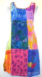 NWT SACRED THREADS PATCH FUNKY LINED GEORGETTE DRESS L  