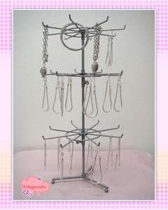 24 Hooks 3 Tier Metal Rotating Necklace Holder~Organizer~Stand~Jewelry 