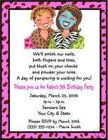 Spa Make Up Birthday Bridal Shower Party Invitations  